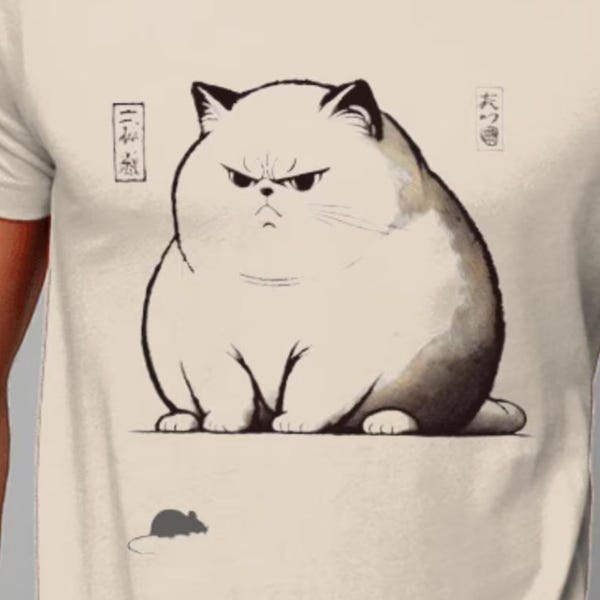 Ukiyo-e Cat T-Shirt: Grumpy Japanese Art Tee