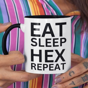 Witch Mug, Eat Sleep Hex Repeat, Black & White Witch Mug, Witchy Gifts, Hex Mug, Coven Gifts, Wiccan Mug, Funny Witch Gift, New Witch Mug
