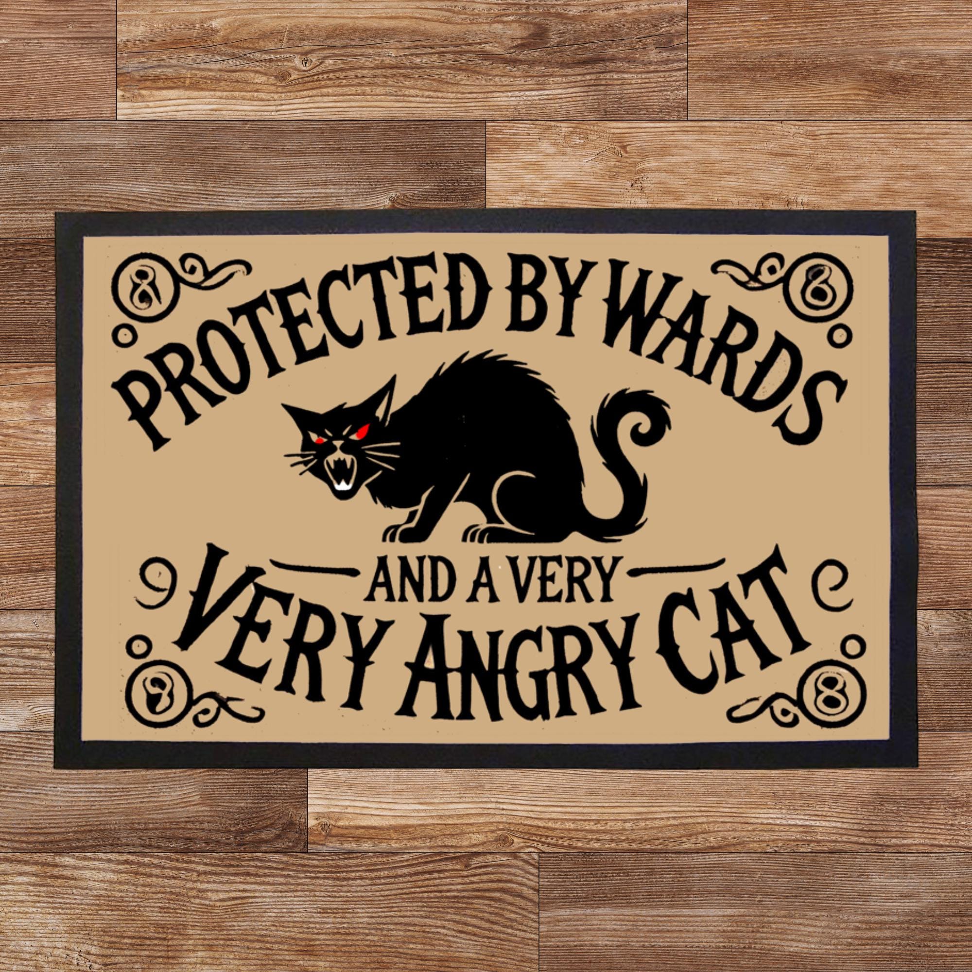 Witchy Gothic Doormat: Angry Black Cat, Occult Home Decor - Etsy