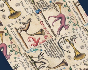 Medieval Butt Trumpet Wrapping Paper Roll – Giclée Art Gift Wrap