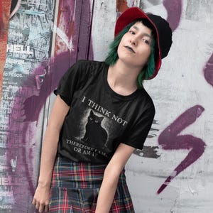 festival tee with cat and absurd statement
