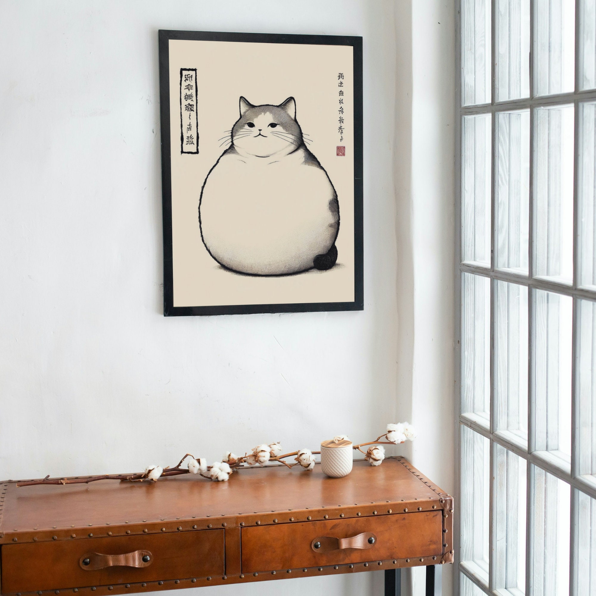 日本に Print, Vintage Art Japanese Japanese Hoji Matsumoto Art, Cat 版画