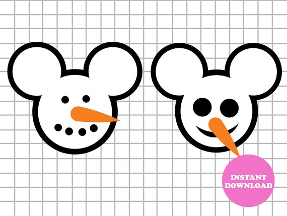 Mickey Snowman Svg Layered Clipart Snow Man Face Head | Etsy Hong Kong
