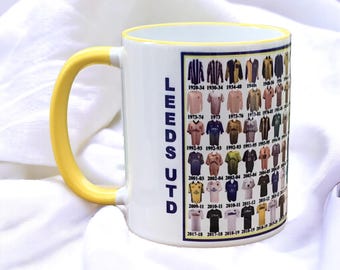 Taza con la historia de la camiseta del Leeds United