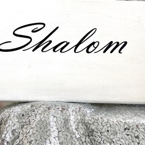 White and Black Shalom( Peace) Stretched Canvas Acrylic Painting| 10 x 20