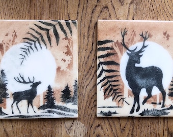 Deer tiles painted by hand