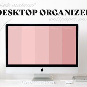 Desktop Organizer Pink Makeup Colors Wallpaper | Pretty Editable Organizer Background | Instant Download | Customize Labels Mac Windows PC
