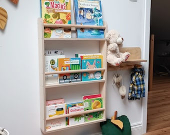 Bücherregal für Kinder- holz bücherregal für die wand -Kinderzimmer Bücherregal - Montessori Wandregal für Bücher