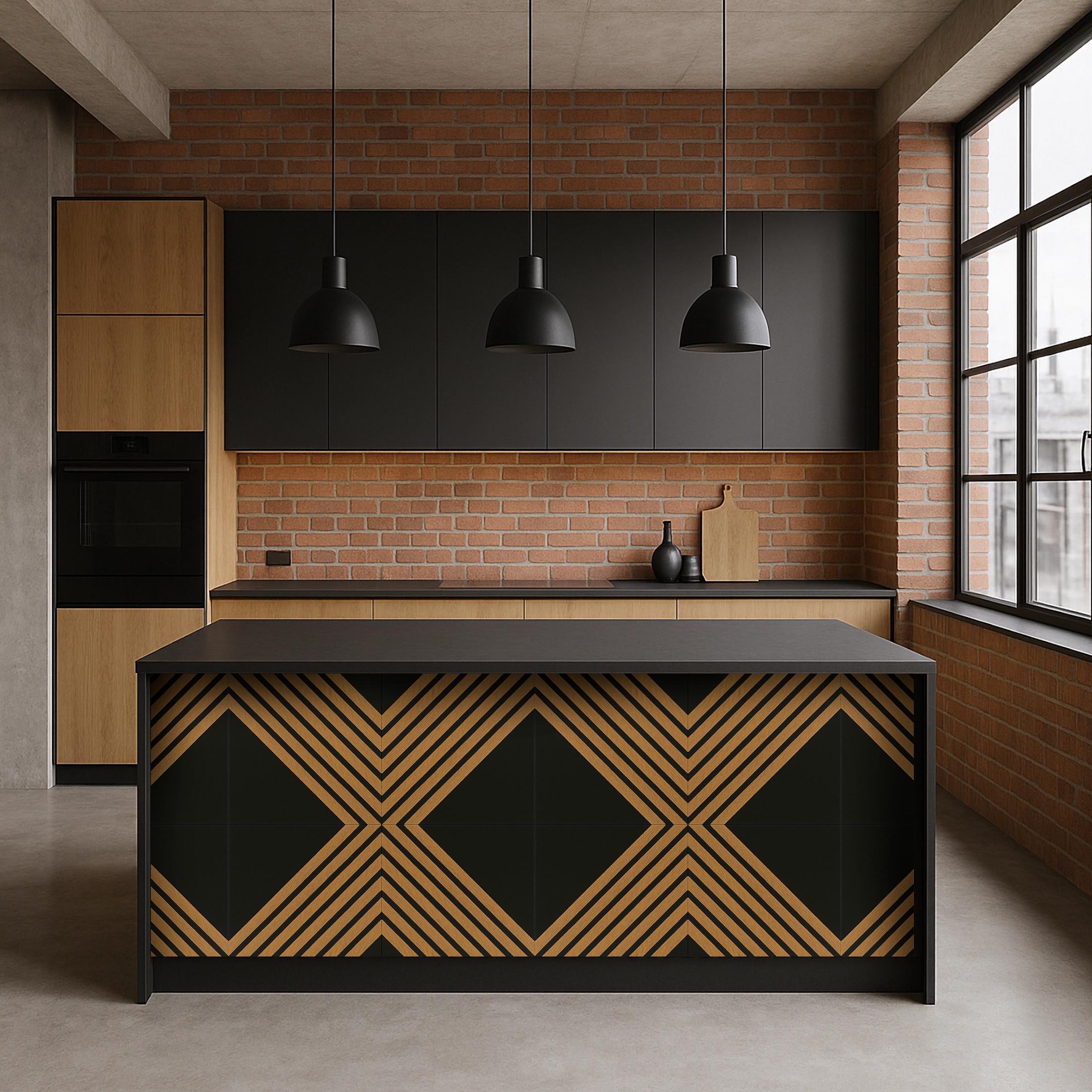 3D Wood Wall Panels – 60x40cm Black & Oak, Diamond Slat Design, Modern ...