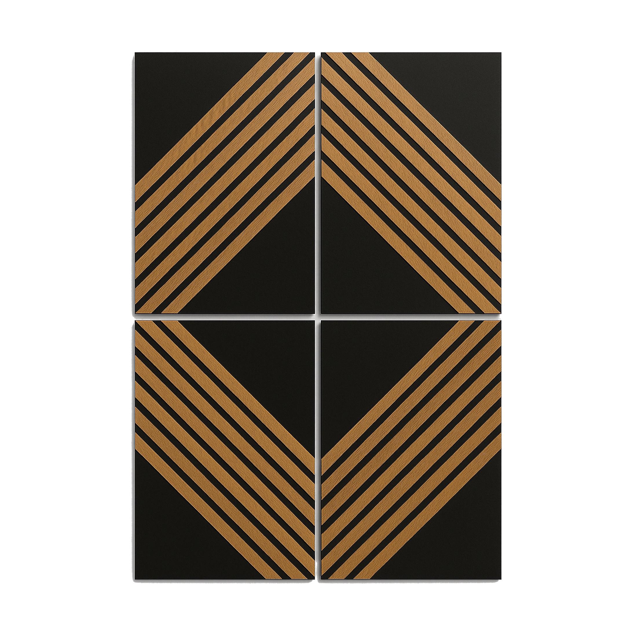 3D Wood Wall Panels – 60x40cm Black & Oak, Diamond Slat Design, Modern ...
