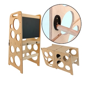 Montessori - Lernturm for Kinder 3in1 Räder mit zusätzlicher Sicherheit - Learning tower 3in1 extra safe - Montessori Lernturm - tour