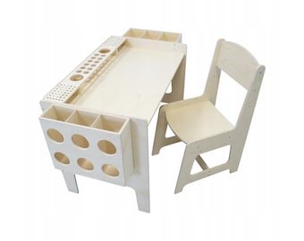 Bureau et chaise réglables pour enfants avec organisateurs - Bureau réglable pour enfants plus âgés - Bureau pour enfants de 6 à 12 ans