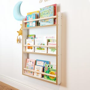 White Kids Bookshelf | Wall-Mounted Bookcase for Nursery | 3-Shelf Toddler Book Storage | Easy Assembly Children&#39;s Book Organizer