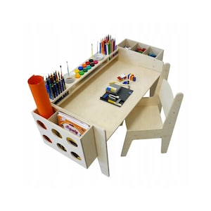 Kids Desk with Chair and Organizers Adjustable Height  - Adjustable children&#39;s desks with organizers - Desk for small children - Height