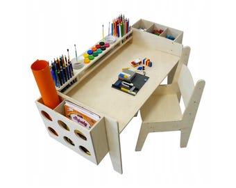 Adjustable Height Kids Desk with Chair and Organizers - Adjustable children's desks with organizers - Workshop for children