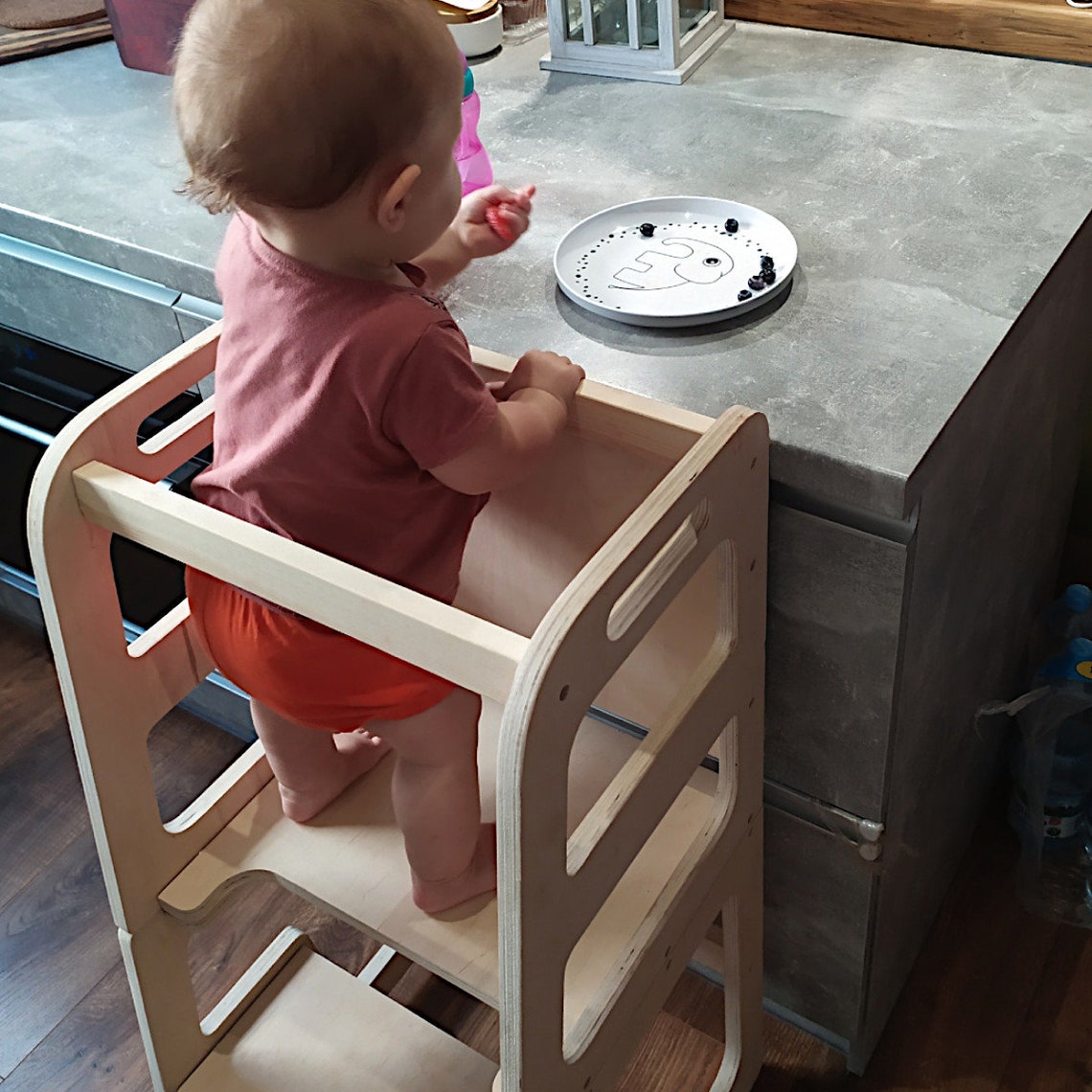 509 Prema 3IN1 Lernturm Mit Tafel - Montessori Küchenhelfer Verwandelbar In Tisch & Stuhl