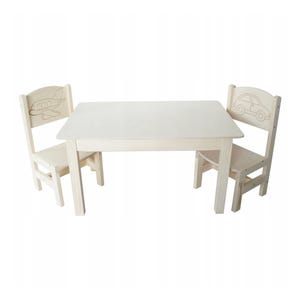 Kids Table with 2 Chairs | Wooden Toddler Furniture | Personalized Engraving | Montessori Table Set for 2-4 Year Olds