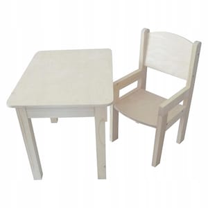 Wooden Table and Chair Set for Toddlers 1-2.5 Years – Montessori Furniture – Handmade – Natural Wood – Safe and Sturdy
