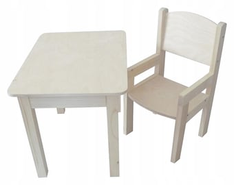 Wooden Table and Chair Set for Toddlers 1-2.5 Years – Montessori Furniture – Handmade – Natural Wood – Safe and Sturdy