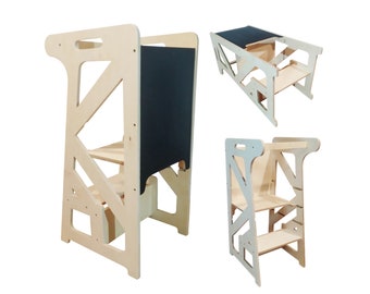 Lernturm for Kinder 3in1 - EINSTELLBAR - Learning tower 3in1 Adjustable - Montessori - tour d&#39;observation 3in1 - tour d&#39;observation 3in1
