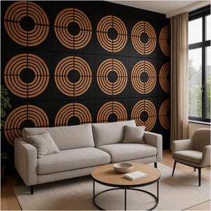 Wood Wall Slats – Decorative Wall Panels 50x50cm, Modern Wooden Wall Decor with 3D Effect, Slim Home Decor Wall Art