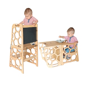 Todler Learning tower 2in1, Foldable, Folding step stool for kids, Montessori Table and chair furniture