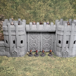 Main Gate Walls - Kingdom Of Durak Deep (Conquest Creations) - Miniature Wargaming Terrain - 3D printed in PLA+