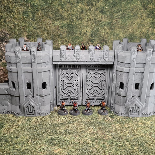 Main Gate Walls - Kingdom Of Durak Deep (Conquest Creations) - Miniature Wargaming Terrain - 3D printed in PLA+