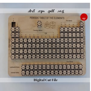 Periodiek systeem der elementen 3D houten lasergesneden digitaal bestand - educatief - sjabloon Glowforge - DIY Craft - kartonnen ambachtelijke - dxf pdf-eps