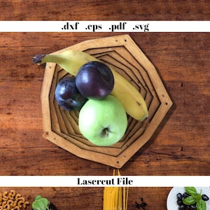Fruit Bowl Laser Cutting Jigsaw Cnc Template Digital Instant Download File Diy Handmade Plate Gift Craft Svg Pdf Dxf Eps