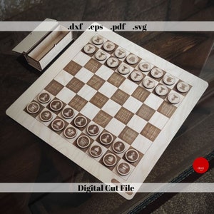 Chess Set Laser Cut Instant Download Digital Template File Svg Pdf Eps Dxf Game Board