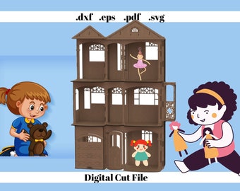 Elevator DollHouse Laser Cut Instant Download Digital Template File Svg Dxf Pdf Eps Cnc Router Cut File Doll House Barbie House Miniature