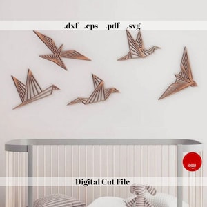 Laser Cut Birds Wall Decor Modern Wall Art Dxf Pdf Eps Svg Glowforge Cricut Template Vector File Laser CNC Template