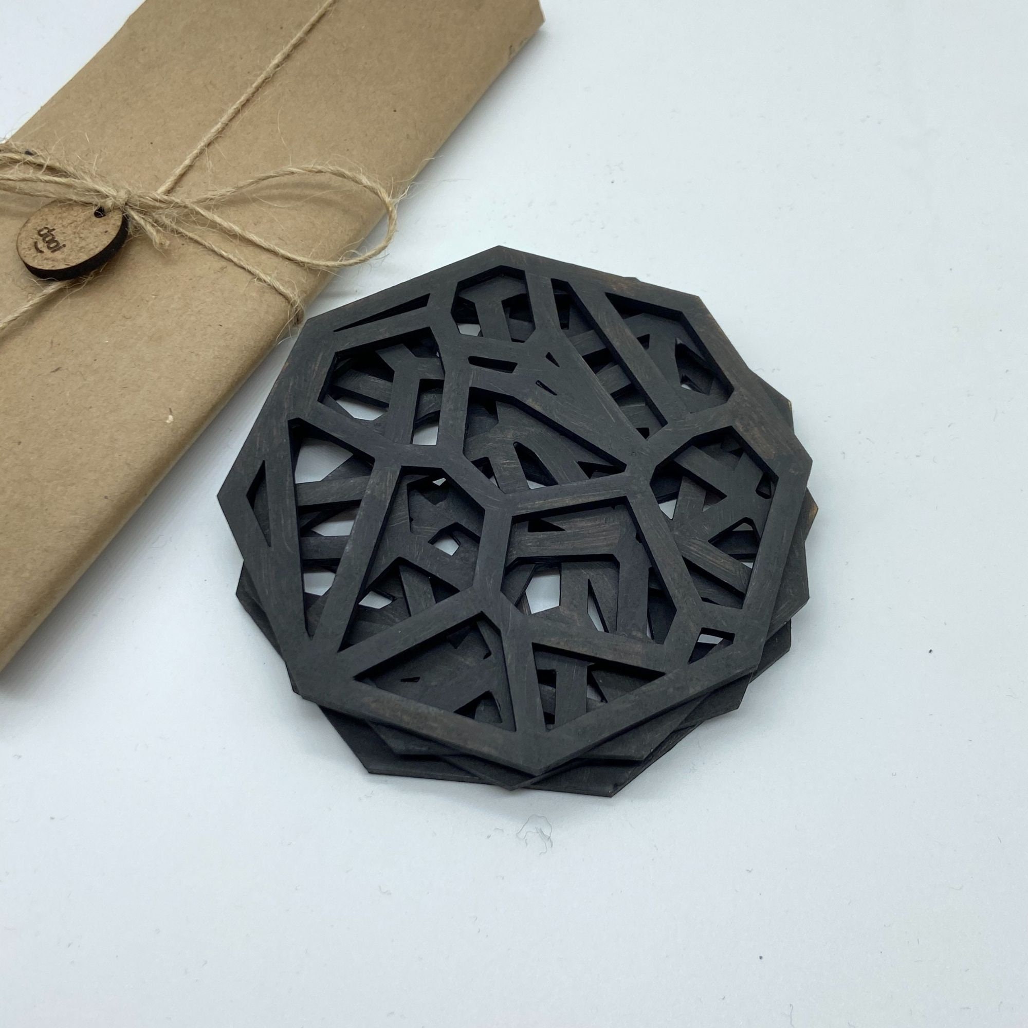 Voronoi Geometric Coaster Set Design Laser Cut File Ready to Cut Set of