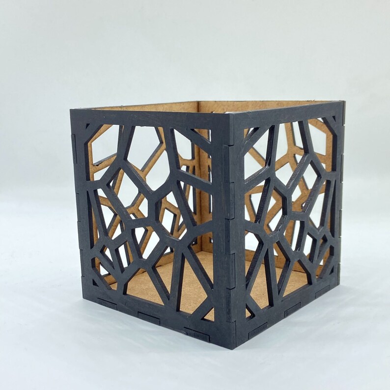 Voronoi Pattern Geometric Shadow Box Laser Cut File Candle Holder