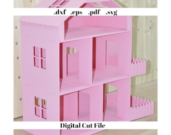 Perfect Dollhouse Playground Barbie House laser Cutting Digital Instant Download Template Svg File Cardboard Craft Cnc Router Cut File Diy