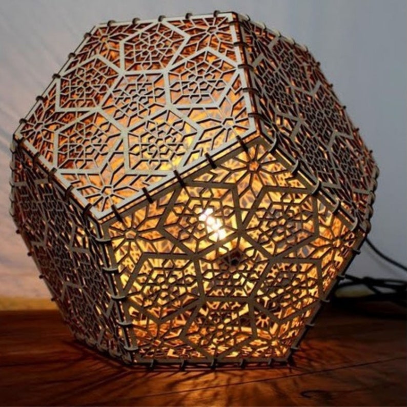Geometric Lamp 3D Laser Cutting Digital Instant Download Template Svg