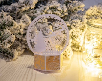 Christmas Snow Globe Card Svg File |Faux Globe Hexagonal Christmas Card Gift Digital File Craft Family Holiday