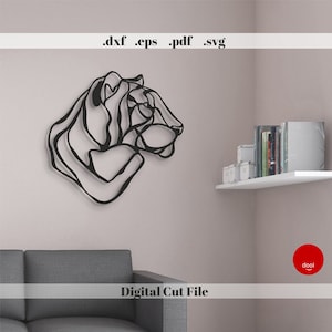 Laser Cur Tiger Wall Decor Modern Wall Art Svg Eps Pdf Dxf Glowforge Cricut Vector Laser CNC Template