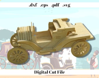 Ford T Car Model 3D Puzzle Laser Cut Svg Instant Download Digital Template File Dxf Pdf Eps Cnc Router Jigsaw Puzzle Car Modelling Hand Made