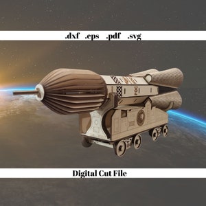 Nave espacial Minibar Portabotellas Regalo Puzzle Laser Cut Instant Download Digital Template Svg Cut File Cardboard Craft Cnc Router Cut File Diy