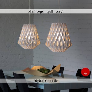 Laser Cut Wood Pendant Light Lampshade Glowforge Cricut Template Svg Vector File Digital Download DXF SVG PDF Eps Warm House