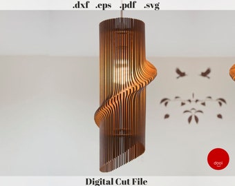 Welle Holz Anhänger Licht Kronleuchter Lampe Lampenschirm Laser Cut Sperrholz Digitale Datei Download Cricut Glowforge DXF SVG PDF Eps