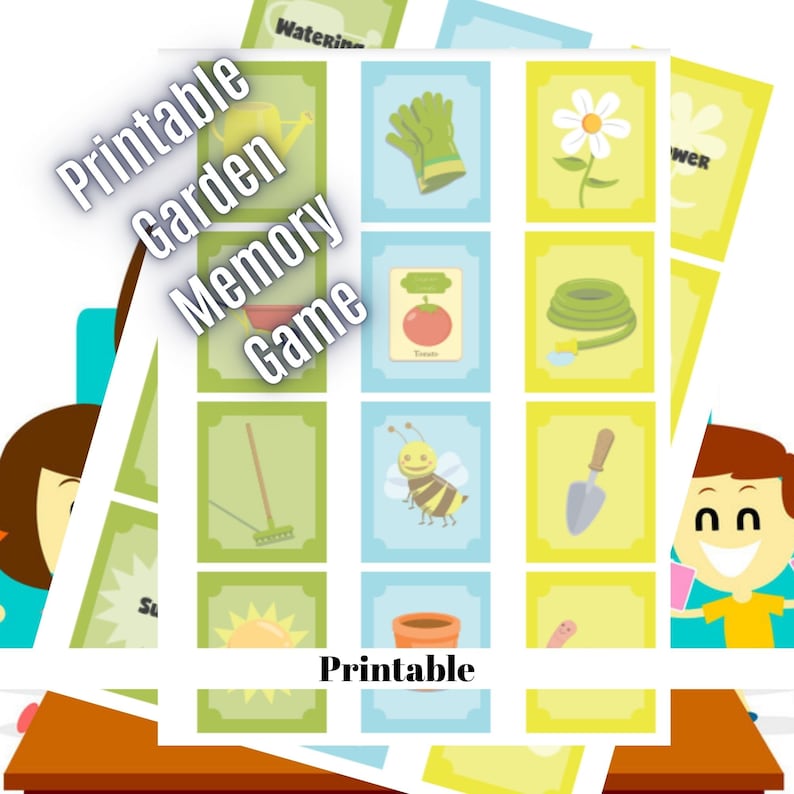 Printable Garden Matching Educational Memory Card Game Printable Memory ...