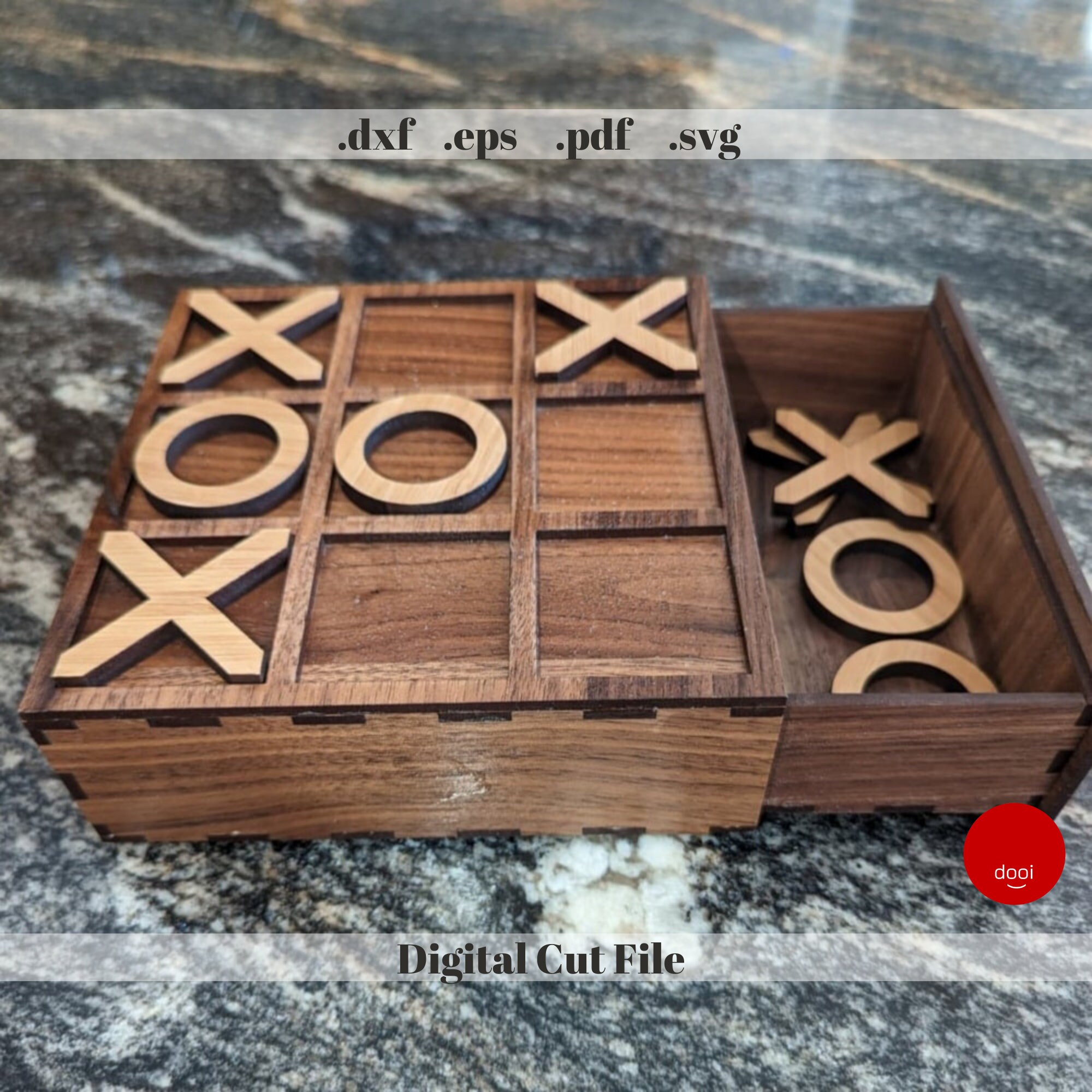 Printed Wooden Puzzle - Tic Tac Toe, Noughts and Crosses (5x5