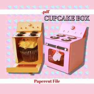 Modello PDF Papercraft per scatola per cupcake Creazione di modello PDF per cupcake artigianale in carta Modello fai da te con supporto per cupcake 3D
