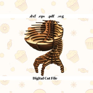 Tigela de mão com corte a laser, modelo digital, download instantâneo, arquivo svg, eps, pdf, dxf, papelão, artesanato, roteador cnc, arquivo artesanal, tigela de frutas diy