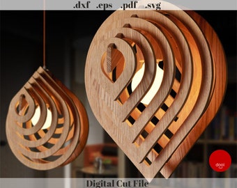 Holz Tropfen Anhänger Licht Lampenschirm Laser Cut LAser Cnc Glowforge Cricut Vorlage DXF SVG PDF Eps Digital Download