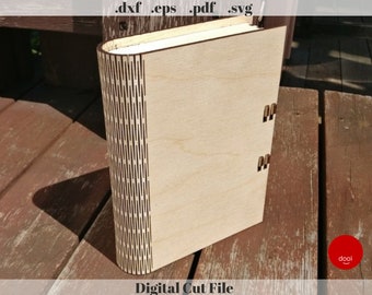 Book Box with Latch 3mm, Laser Cut Files, PDF, SVG, DXF, Eps, Cricut Template, Glowforge Svg, Laser cnc template