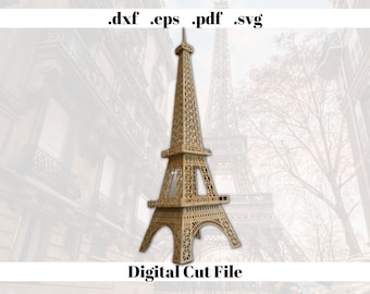 Eiffel Tower 3D Puzzle Laser Cutting Instant Download Digital Cut File Wooden Jigsaw Puzzle Svg Pdf Handmade PuzzleHome Decoration Object